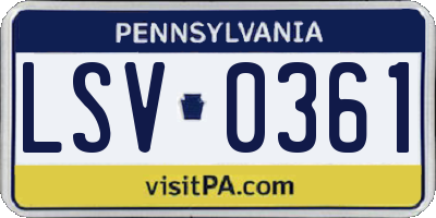 PA license plate LSV0361