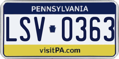 PA license plate LSV0363