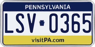 PA license plate LSV0365