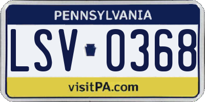 PA license plate LSV0368