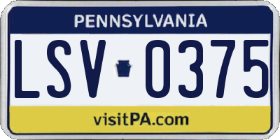 PA license plate LSV0375