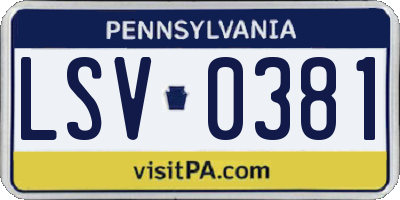 PA license plate LSV0381