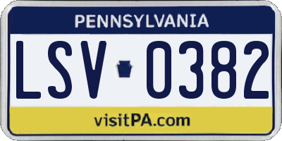 PA license plate LSV0382