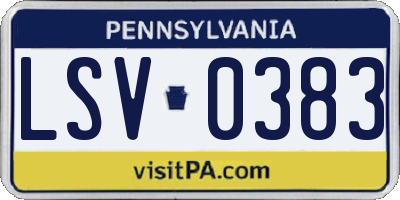PA license plate LSV0383