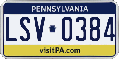 PA license plate LSV0384