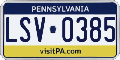 PA license plate LSV0385