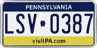 PA license plate LSV0387