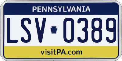 PA license plate LSV0389