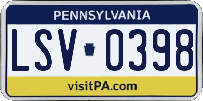 PA license plate LSV0398