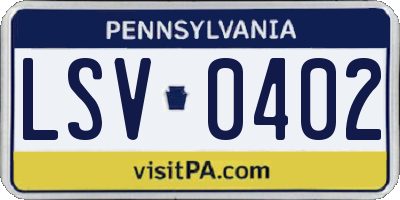 PA license plate LSV0402