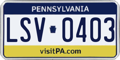 PA license plate LSV0403