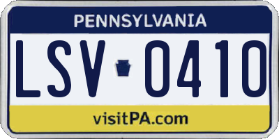 PA license plate LSV0410
