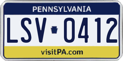 PA license plate LSV0412