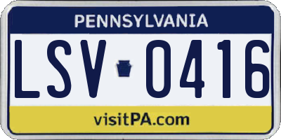 PA license plate LSV0416