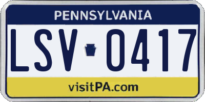 PA license plate LSV0417