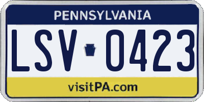 PA license plate LSV0423