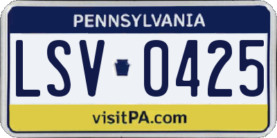 PA license plate LSV0425
