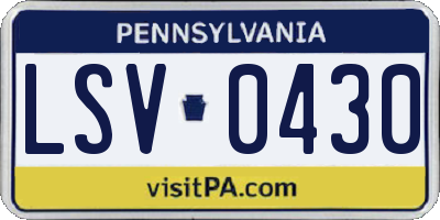 PA license plate LSV0430