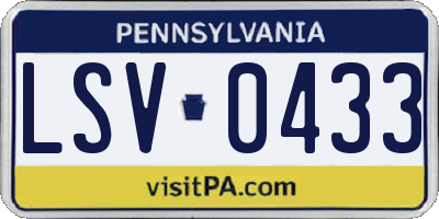PA license plate LSV0433