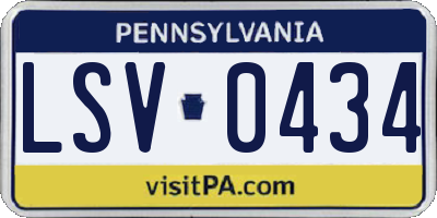 PA license plate LSV0434