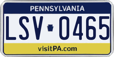 PA license plate LSV0465