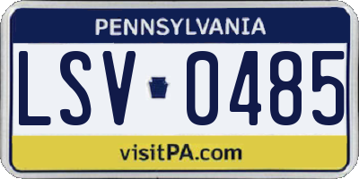 PA license plate LSV0485