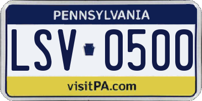 PA license plate LSV0500