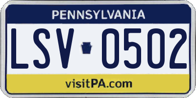 PA license plate LSV0502
