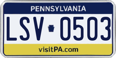 PA license plate LSV0503