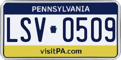 PA license plate LSV0509