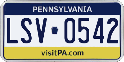 PA license plate LSV0542