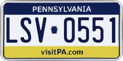 PA license plate LSV0551