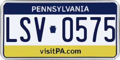 PA license plate LSV0575