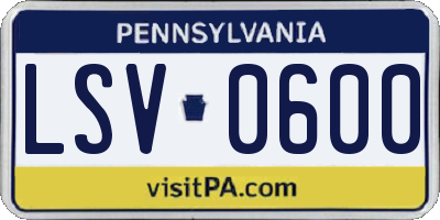 PA license plate LSV0600