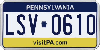 PA license plate LSV0610