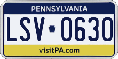 PA license plate LSV0630