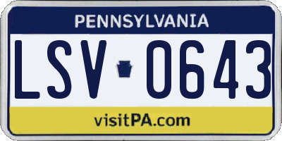 PA license plate LSV0643