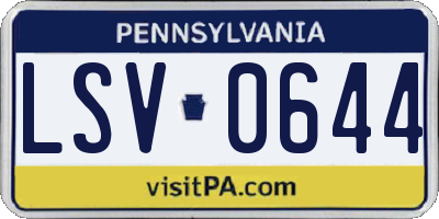 PA license plate LSV0644