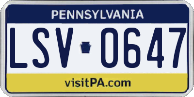 PA license plate LSV0647