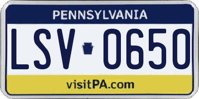 PA license plate LSV0650