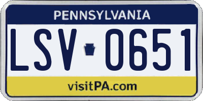PA license plate LSV0651