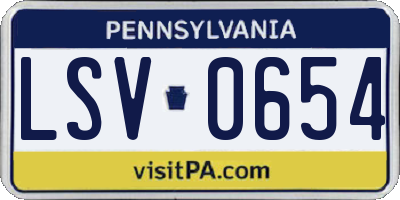 PA license plate LSV0654
