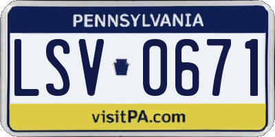 PA license plate LSV0671