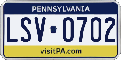PA license plate LSV0702