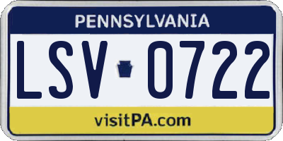 PA license plate LSV0722