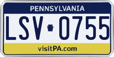 PA license plate LSV0755