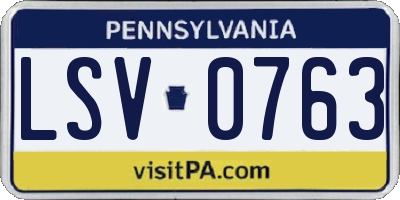 PA license plate LSV0763