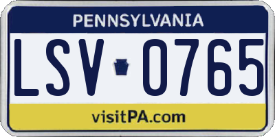 PA license plate LSV0765