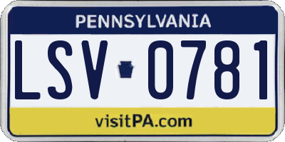 PA license plate LSV0781
