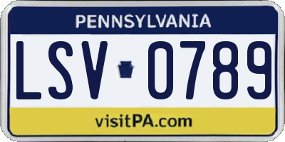 PA license plate LSV0789